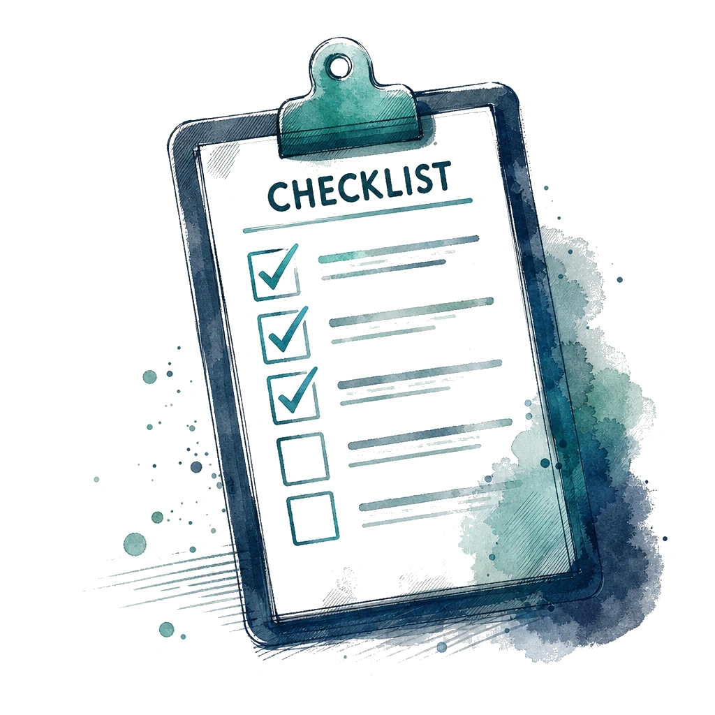 Watercolour illustration of a practice checklist — Practice Growth Hub